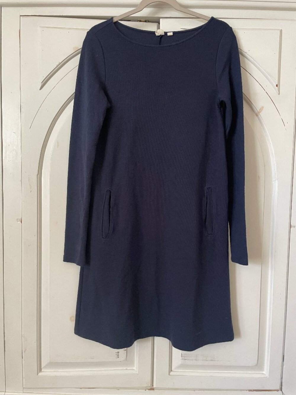 Gap womens navy blue long sleeve knee length minimalist neutral sweater dress ST